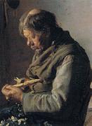 Anna Ancher Fisherman Lars Gaihede carving a stick oil painting on canvas